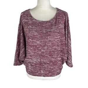 Anthropologie Postmark Heathered Knit Blouse Cold Shoulder Sleeve Size Medium